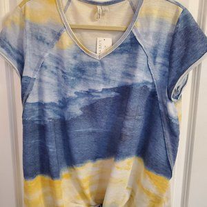 Cato short sleeve multicolor knot front knit top size L